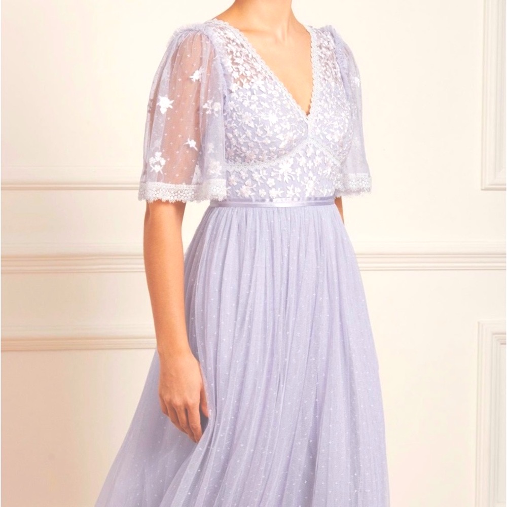 Needle & Thread Dress Pale Blue Bouquet Bodice Ankle Gown Tulle Plus Size Us14